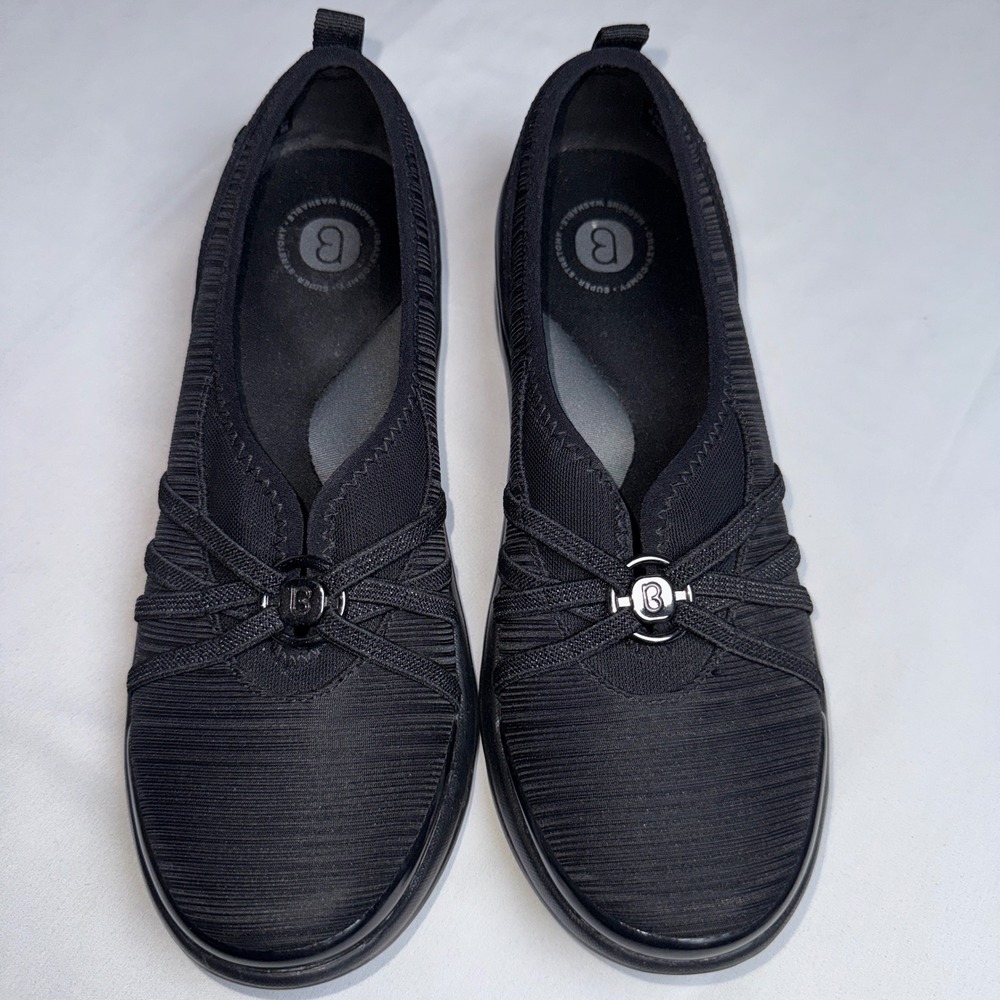 Bzees Rosie Black Slip On Loafers Washable Comfort Shoes Womens 8.5M
